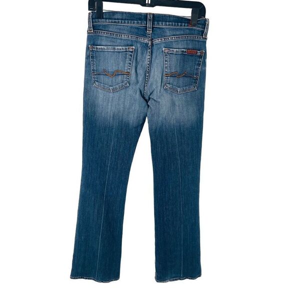 7 For All Mankind Women's bootcut Jeans Low Rise Dark Blue Stretch Denim Size 27 - Picture 5 of 14